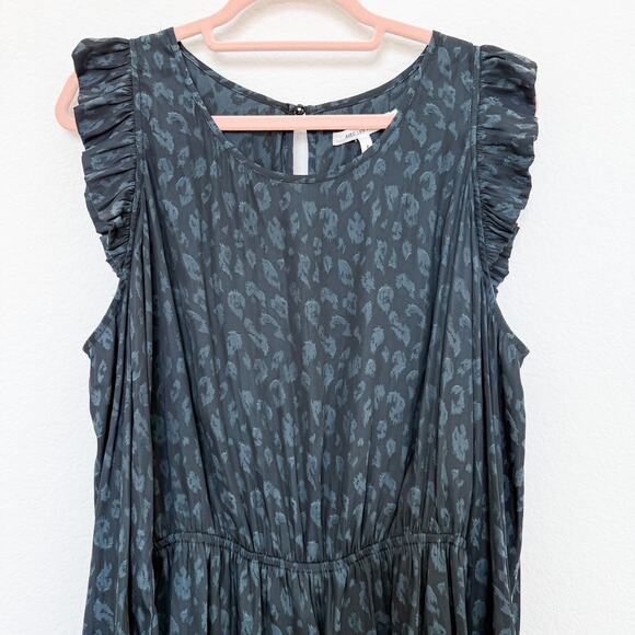 Avec Les Filles Romper Womens Sz Medium Cold Shoulder Ruffle Leopard Edgy Casual - Picture 4 of 7